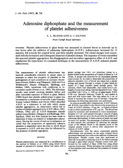 Adenosine diphosphateand the measurement of platelet