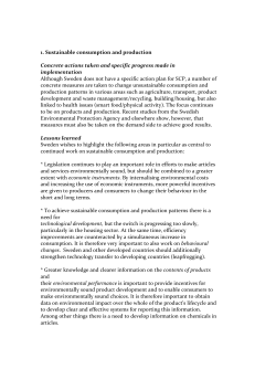 1. Sustainable consumption and production Concrete actions taken