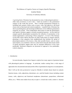 1 The Influence of Cognitive Factors on Category