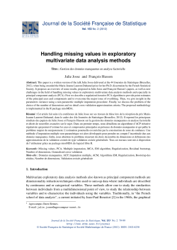 Journal de la Soci&eacute;t&eacute; Fran&ccedil;aise de Statistique Handling missing