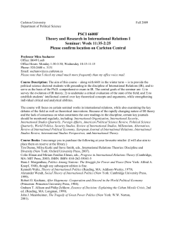 PSCI 6600F Theory and Research in International Relations I Seminar