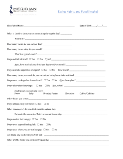 Eating Habits and Food Form - Meridian Behavioral Health