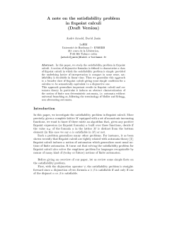 A note on the satis ability problem in xpoint calculi (Draft Version)