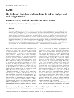 PAPER On tools and toys: how children learn to act on and pretend