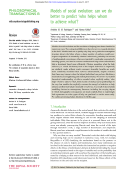 Models of social evolution - Philosophical Transactions of the Royal