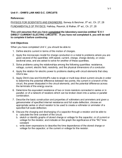 Unit Objectives - Mr. Greenberg Physics