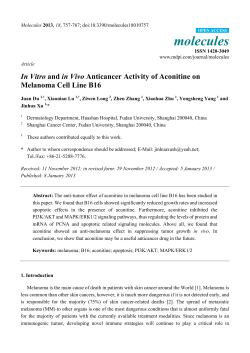 In Vitro and in Vivo Anticancer Activity of Aconitine on