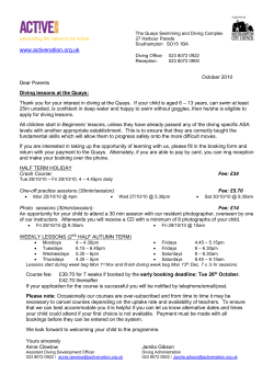 Dear Parents - Southampton Diving Academy