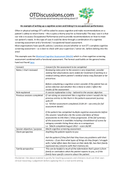Example of writing up a cognitive screen and linking to occupational