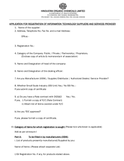 HINDUSTAN ORGANIC CHEMICALS LIMITED APPLICATION FOR