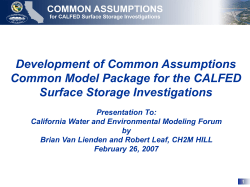 Common Assumptions Objectives