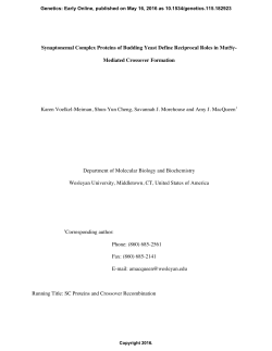 Synaptonemal Complex Proteins of Budding Yeast