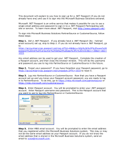 NET Passport Access Instructions for PartnerSource and