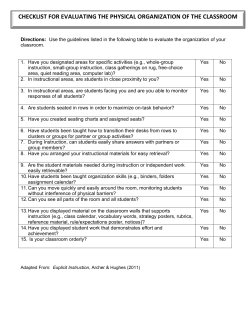 checklist for evaluating the physical organization of the