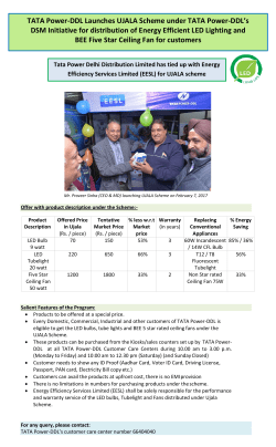 TATA Power-DDL Launches UJALA Scheme on 7 February, 2017