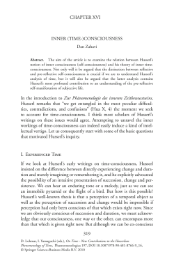 CHAPTER XVI INNER (TIME-)CONSCIOUSNESS In the introduction
