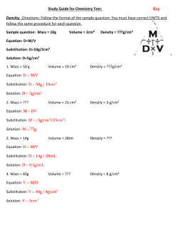 Study Guide for Chemistry Test: Key
