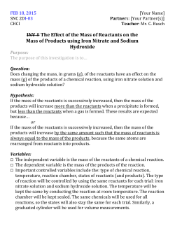 INV # The Effect of the Mass of Reactants on the Mass of