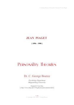 JEAN PIAGET Dr. C. George Boeree - Social