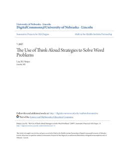 The Use of Think-Aloud Strategies to Solve Word Problems