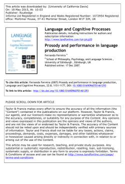 Language and Cognitive Processes Prosody and
