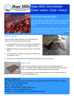 Hope Mills Stormwater Clean water, Clear choice.