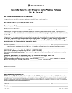 Intent to Return and Fitness for Duty/Medical Release FMLA