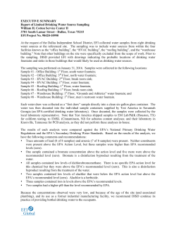 EXECUTIVE SUMMARY Report of Limited Drinking Water Source
