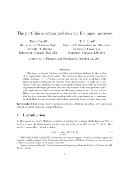 The portfolio selection problem via Hellinger processes