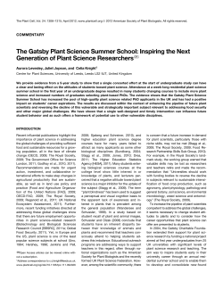 The Gatsby Plant Science Summer School