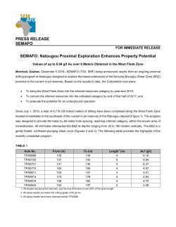 PRESS RELEASE SEMAFO SEMAFO: Natougou Proximal