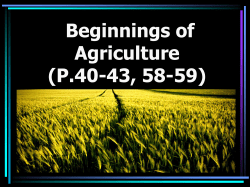 Beginnings of Agriculture Continued - Farming and
