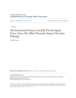 The Investment Process Used By Private Equity Firms: Does The