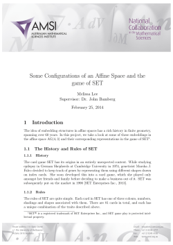 Some Configurations of an Affine Space and the game of SET