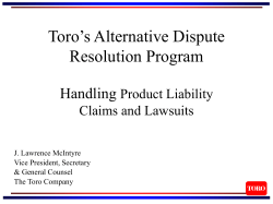 Toro`s Alternative Dispute Resolution Program