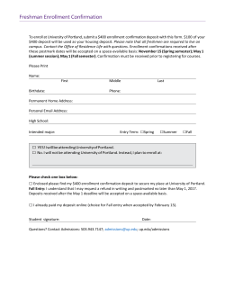Freshman Enrollment Confirmation