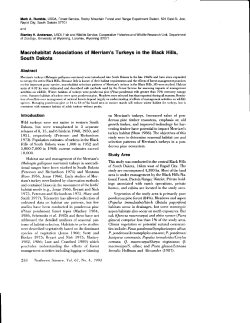 Macrohabitat Associations of Merriam`s Turkeys in the Black Hills