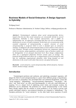 Business Models of Social Enterprise
