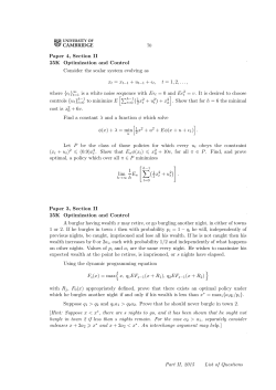 Paper 4, Section II 25K Optimization and Control Consider the scalar