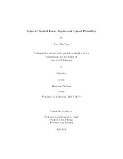 Topics in Tropical Linear Algebra and Applied Probability by Ngoc