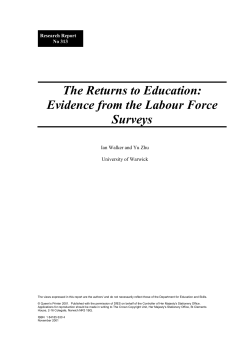 The Returns to Education - Department for Education