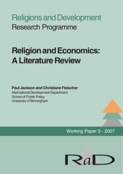 A Literature Review - MA in Development Economics