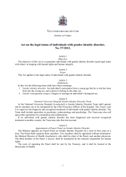 Act on the legal status of individuals with gender identity disorder No