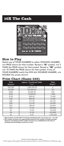 10X The Cash - North Carolina Education Lottery