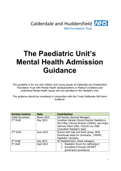 Children and Young People`s Mental Health admission guidelines