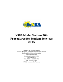KSBA Model Section 504 Procedures for Student Services 2015