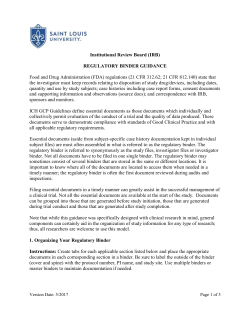 Regulatory Binder Guidance