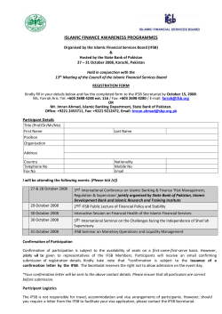 ISLAMIC FINANCE AWARENESS PROGRAMMES Organised by the