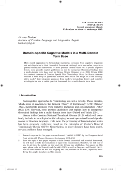 Bruno Nahod Domain&ndash;specific Cognitive Models in a Multi&ndash;Domain