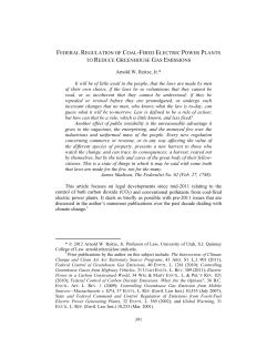 Federal Regulation of Coal-Fired Electric Power Plants to Reduce